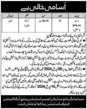 Station Health Organization SHO Multan Jobs 2024 Advertisement