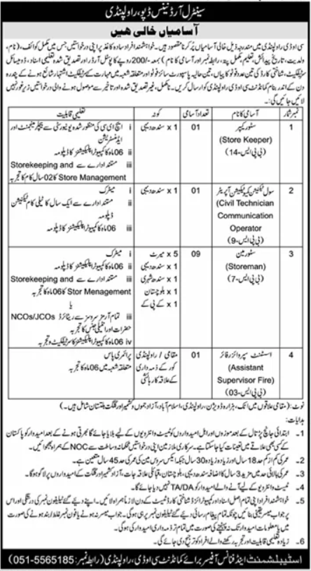COD Rawalpindi Jobs 2025 Latest Advertisement