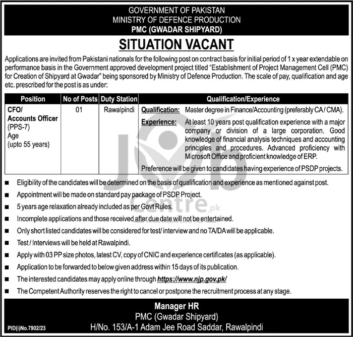 Latest Government of Pakistan Ministry of Defence MOD Jobs 2024 Advertisement