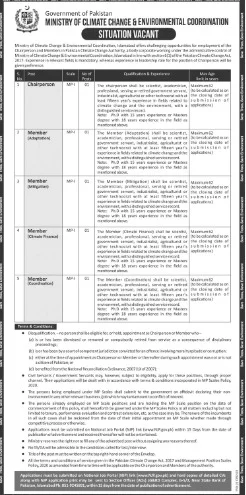 Ministry Of Climate Change Islamabad Jobs 2024 Advertisement