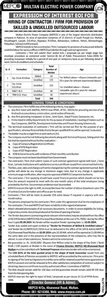 Multan Electric Power Company MEPCO Jobs 2024 Advertisement