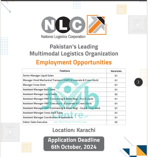 National Logistics Corporation NLC Karachi Jobs 2024 Advertisement