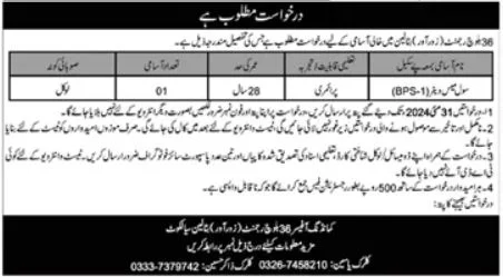 Pak Army 36 Baloch Regiment Sialkot Jobs 2024 Advertisement