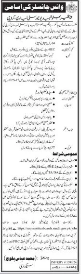 Shaheed Benazir Bhutto University SBBU Lyari Jobs 2024 Advertisement