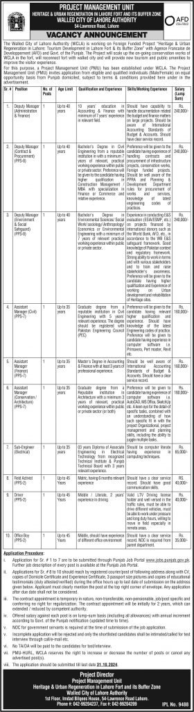 WCLA Jobs 2024 Advertisement