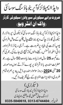 Wapda Employees Cooperative Housing Society Rawalpindi Jobs 2024 Walk in Interview Advertisement