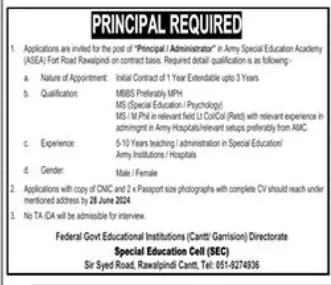 Army Special Education Academy ASEA Jobs 2024 Advertisement