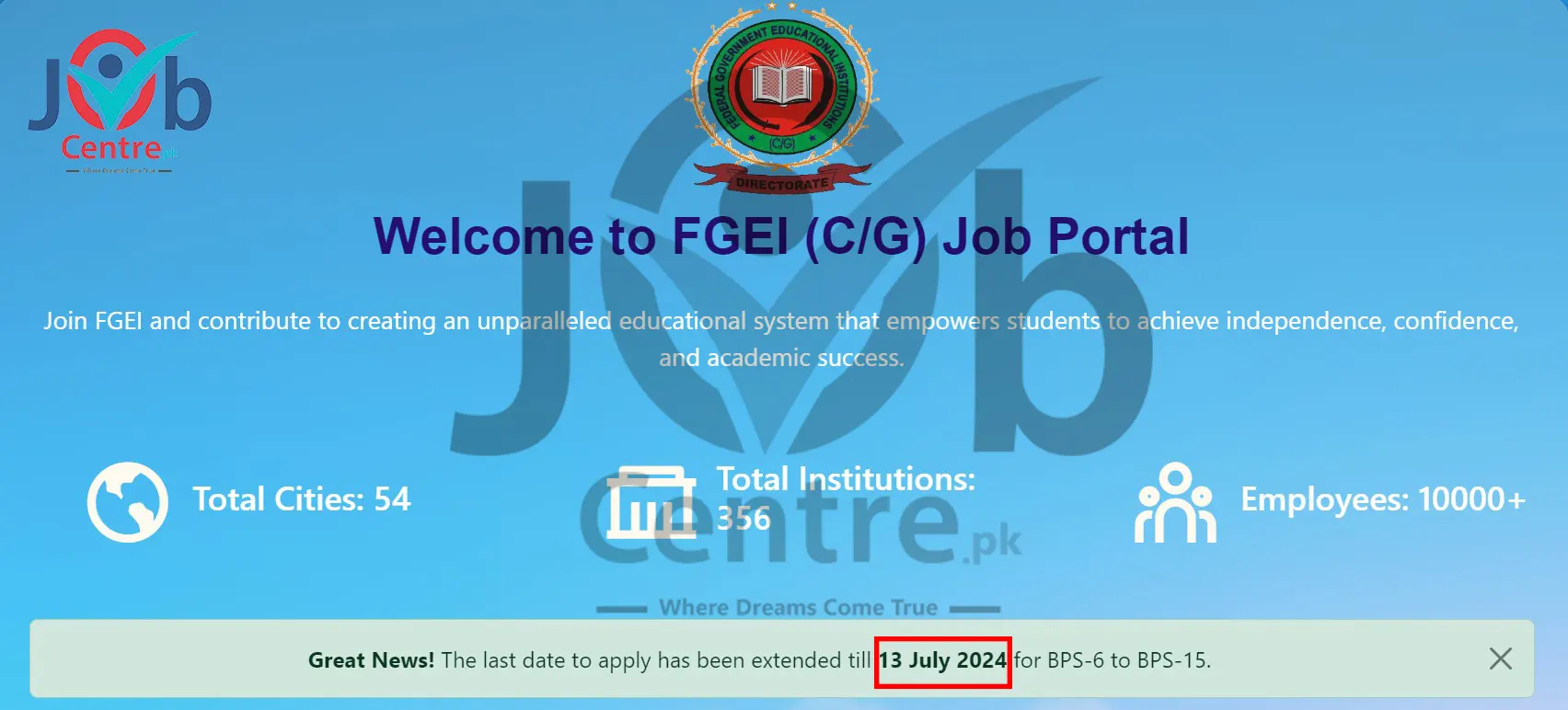 Deadline Extended FGEI Jobs 2024 for Teaching and Non-Teaching Staff