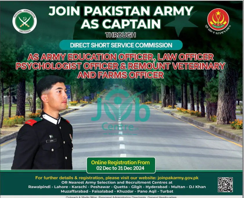 Join Pak Army Captain Jobs 2024 Advertisement