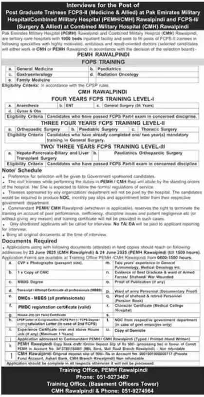Pak Emirates Military Hospital Rawalpindi Jobs 2025 Today Advertisement