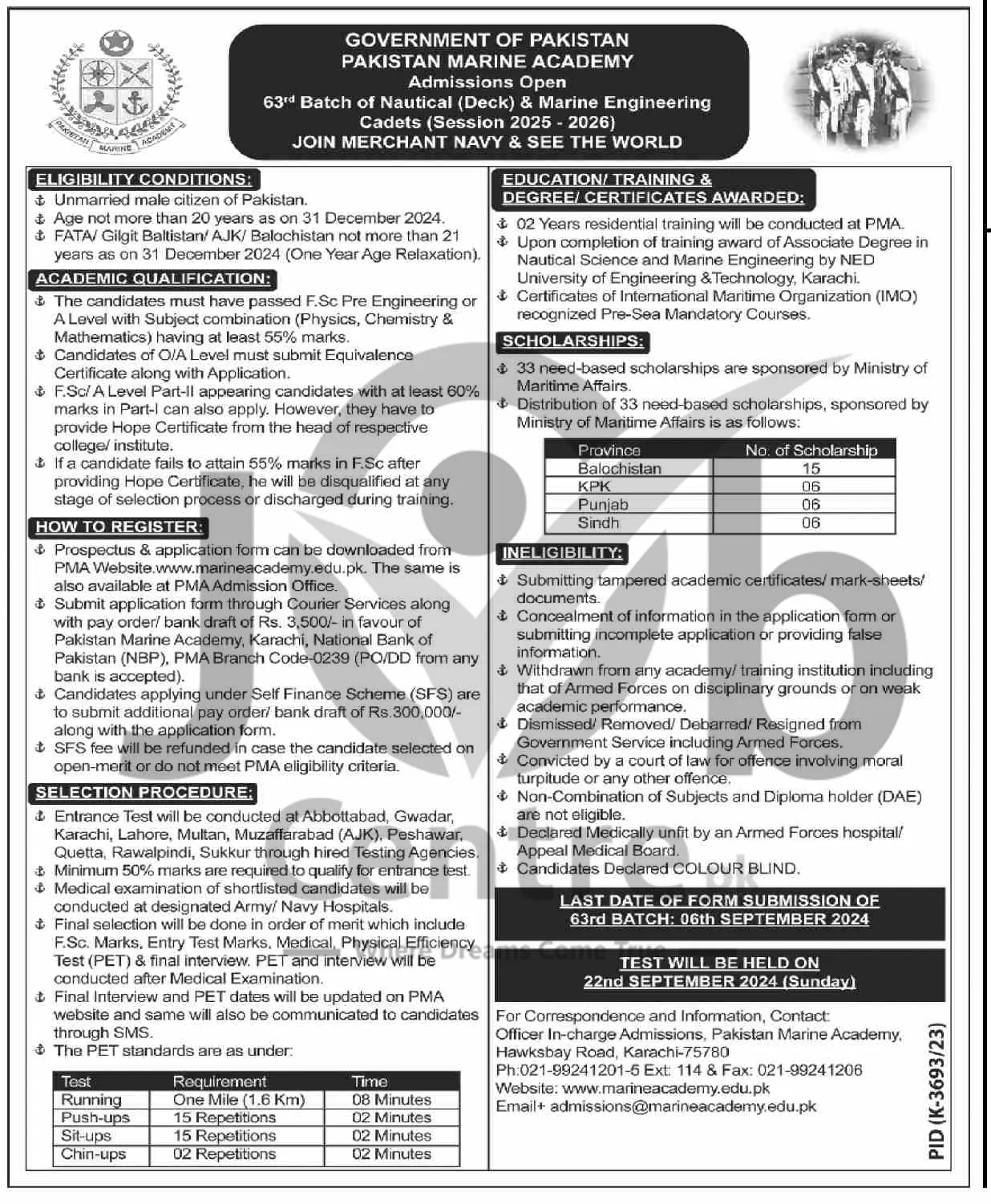 Pakistan Marine Academy Karachi Jobs 2024 Advertisement