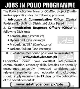 Polio Eradication Team Sindh Jobs 2024 Advertisement