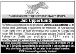 Rural Support Programmes Network RSPN Karachi Jobs 2024 Advertisement