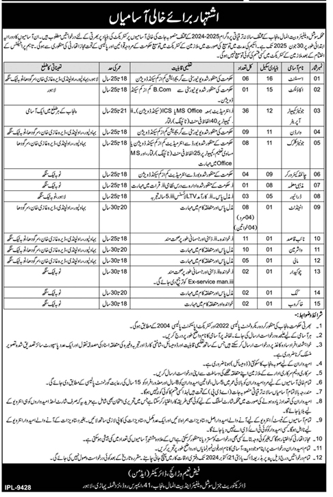 BPS-01 to BPS-16 in Punjab Jobs 2024 Advertisement