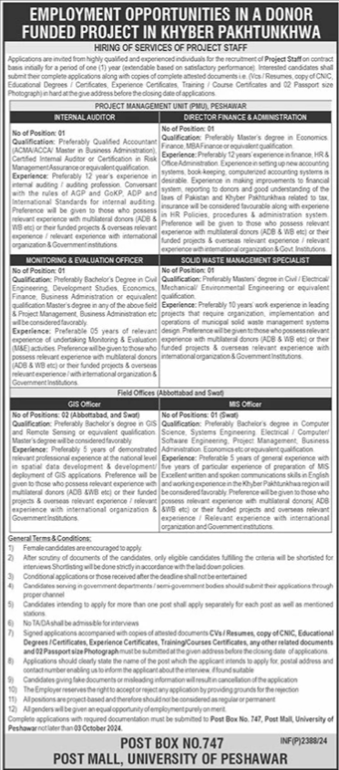 University Of Peshawar UOP Jobs 2024 Advertisement