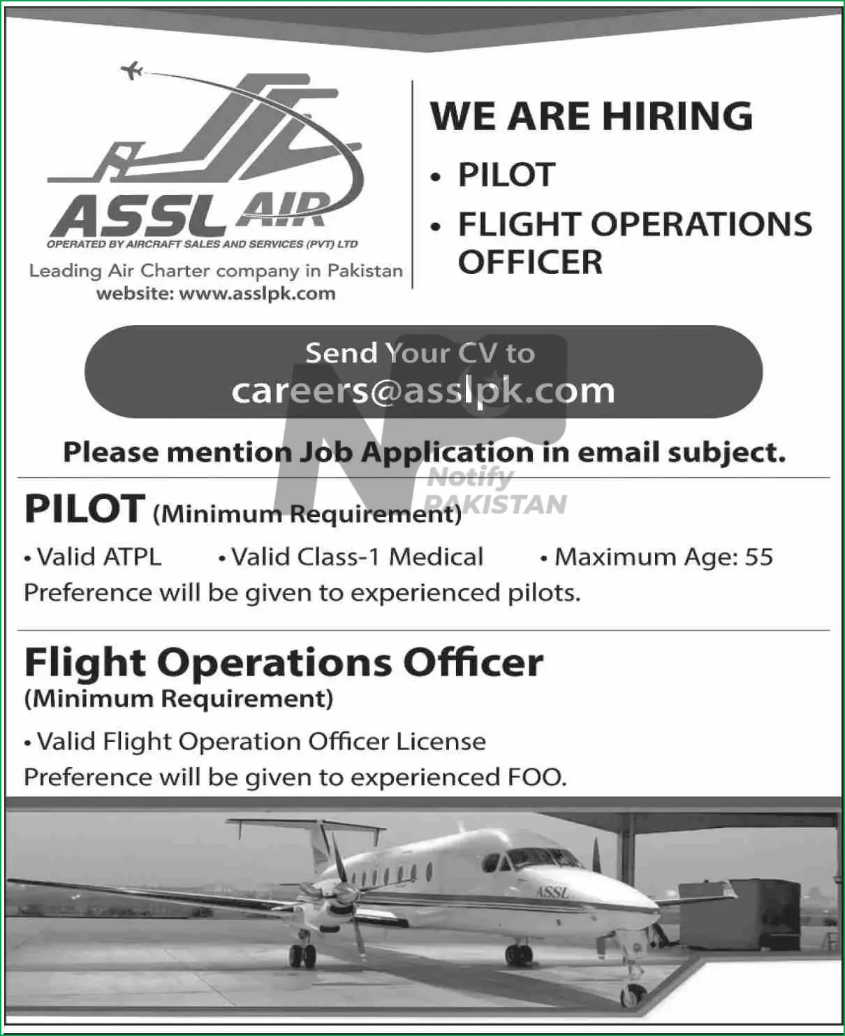 Latest Aircraft Sales and Services Pvt Ltd ASSL Pakistan Jobs 2024 Advertisement: