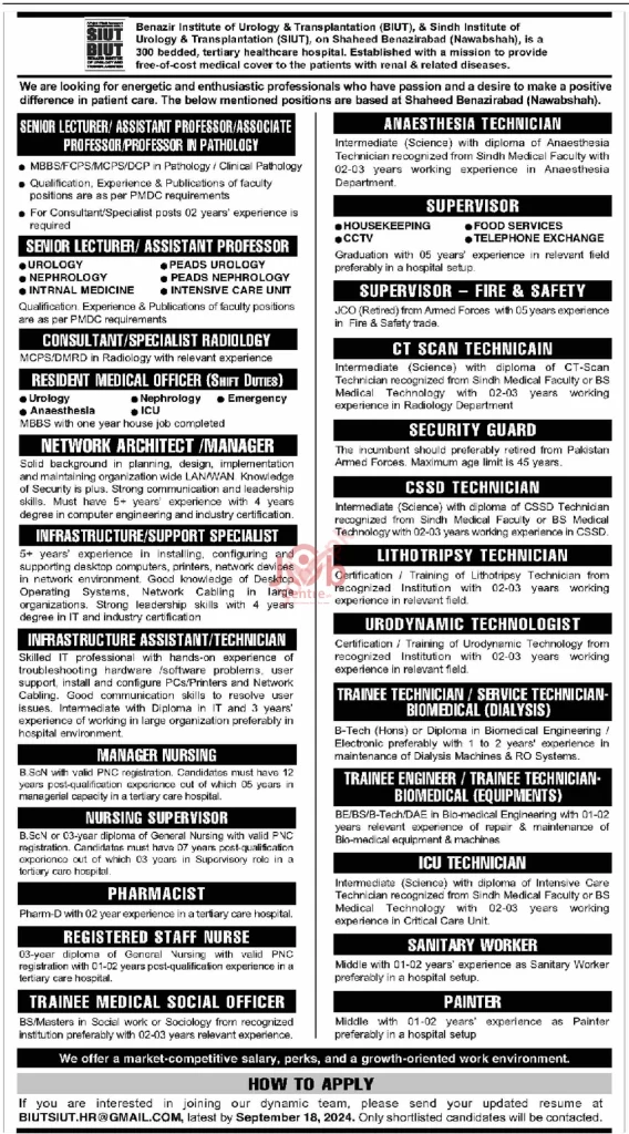 BIUTSIUT Nawabshah Jobs 2024 Advertisement