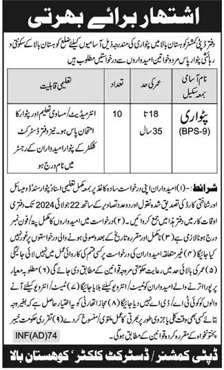 Deputy Commissioner Kohistan Jobs 2024