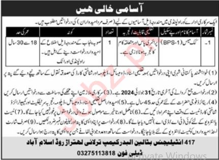 Government Organization Islamabad Jobs 2024 Advertisement