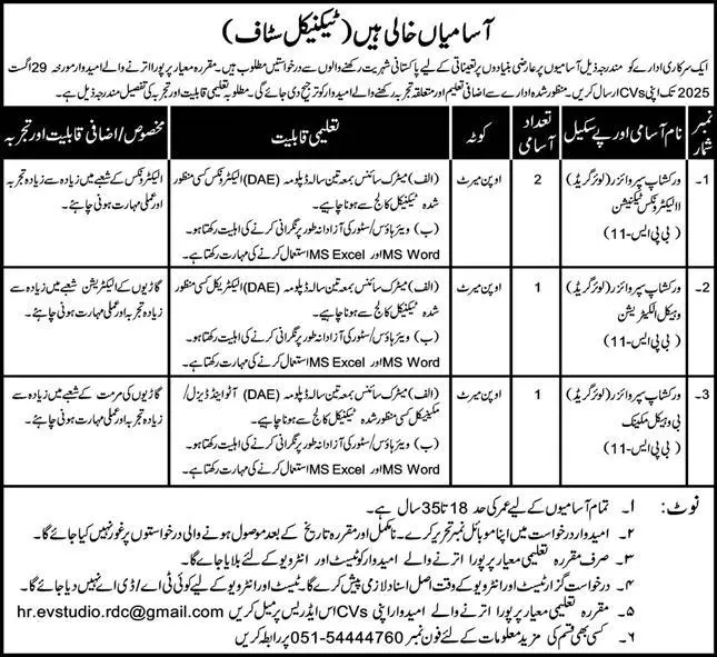 Government Organization Islamabad Jobs 2025 Advertisement