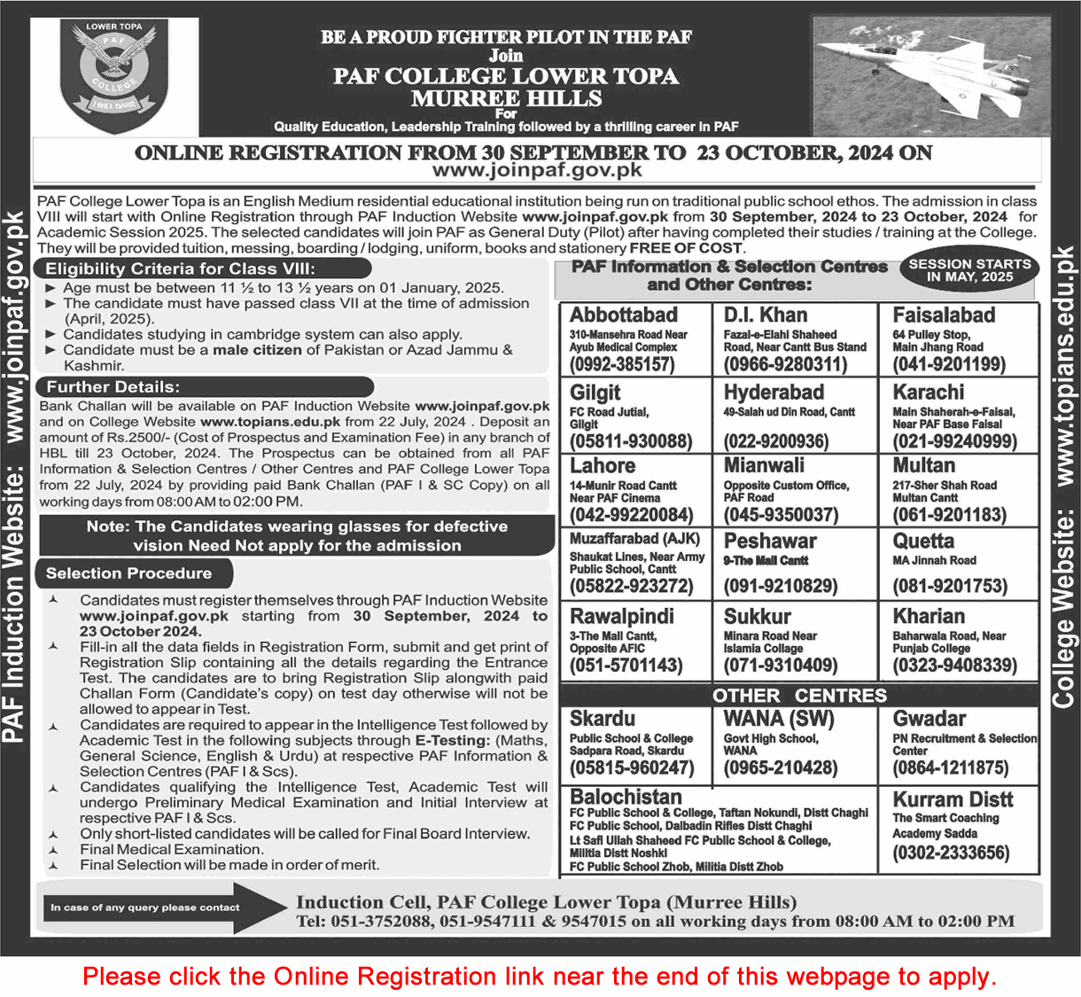 Join PAF College Lower Topa 2024 Advertisement