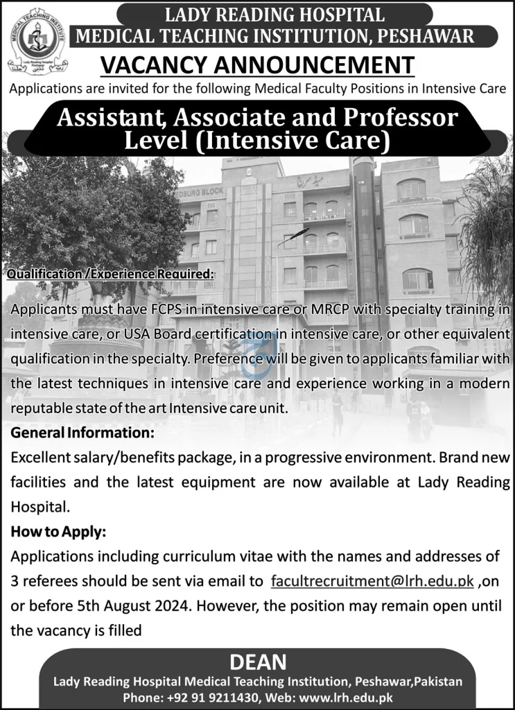 Lady Reading Hospital Peshawar Jobs 2024 Advertisement