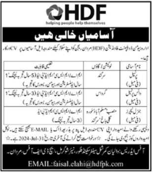 Human Development Foundation HDF Mardan Jobs 2024 Advertisement: