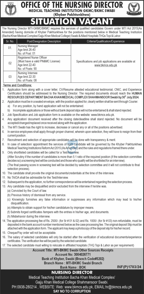 Medical Teaching Institution MTI Swabi Jobs 2024 Advertisement