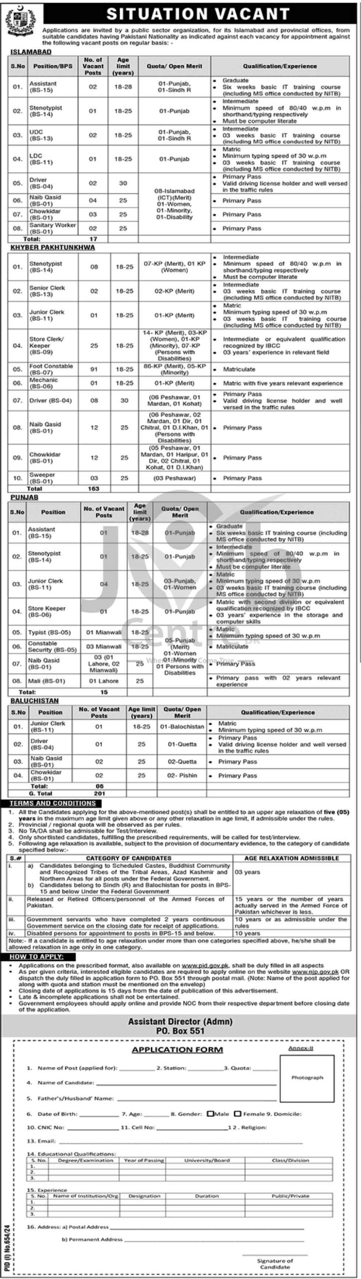 PO Box No 551 Islamabad Jobs 2024 Advertisement