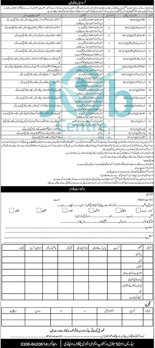 Pak Army 501 Central Workshop MEME Rawalpindi Jobs 2024 Advertisement