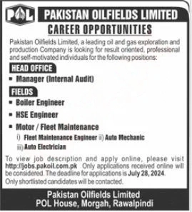 Pakistan Oilfields Limited POL Jobs 2024 Advertisement