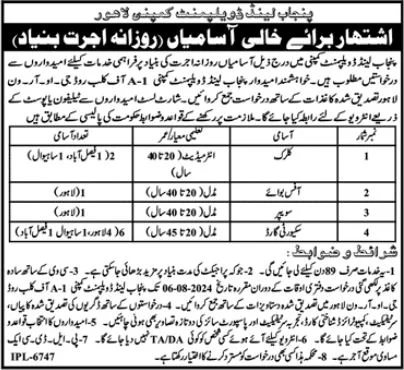 Punjab Land Development Company PLDC Jobs 2024 Advertisement