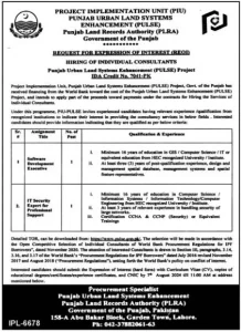 Punjab Urban Land Systems Enhancement PULSE Jobs 2024 Advertisement