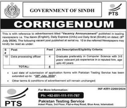 The Pakistan Testing Service PTS Jobs 2024 Advertisement