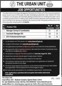  The Urban Unit Quetta Jobs 2024 Advertisement