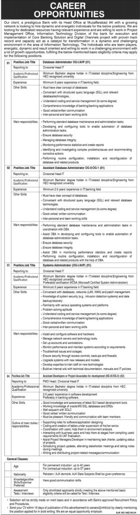 AJK Bank Jobs 2024 Advertisement