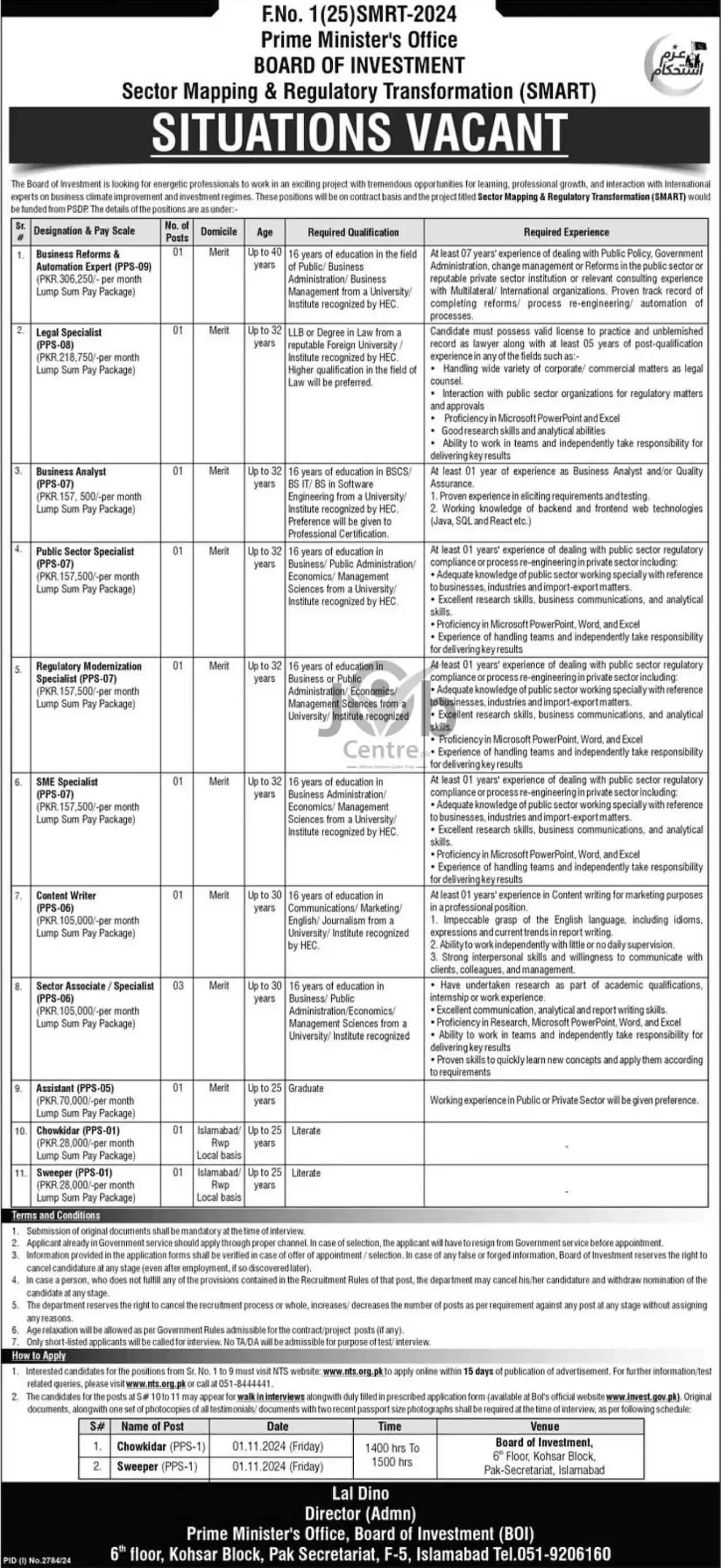 BOI Islamabad Jobs 2024 Advertisement