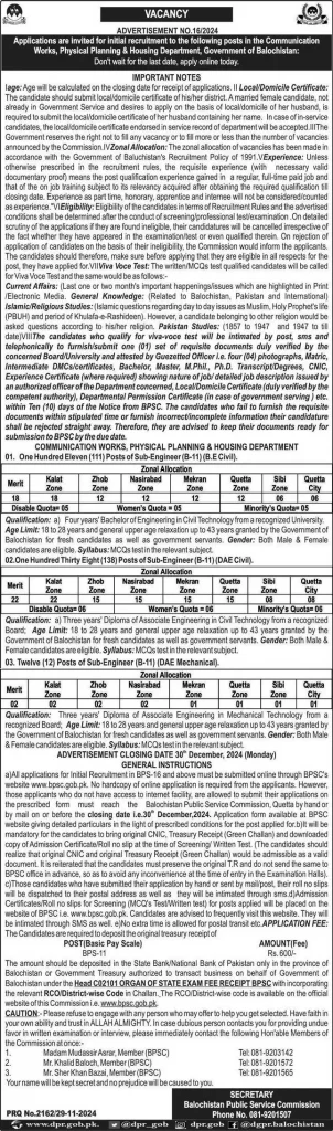 BPSC Jobs 2024 Advertisement