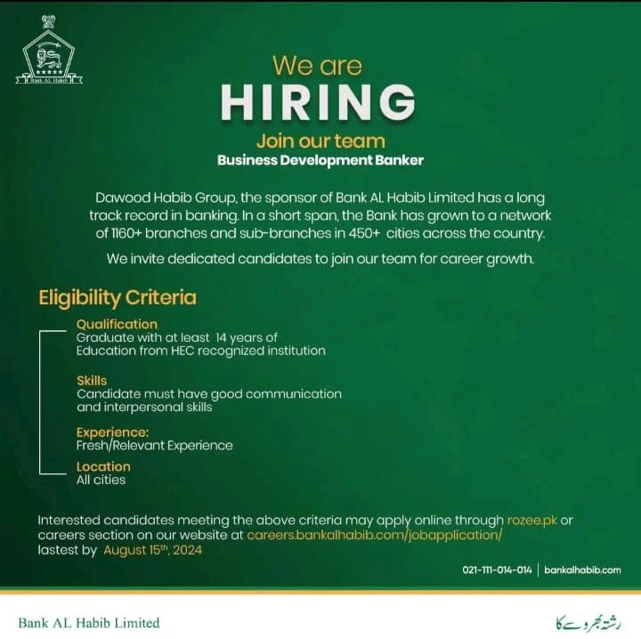 Bank Al Habib Jobs 2024 Advertisement