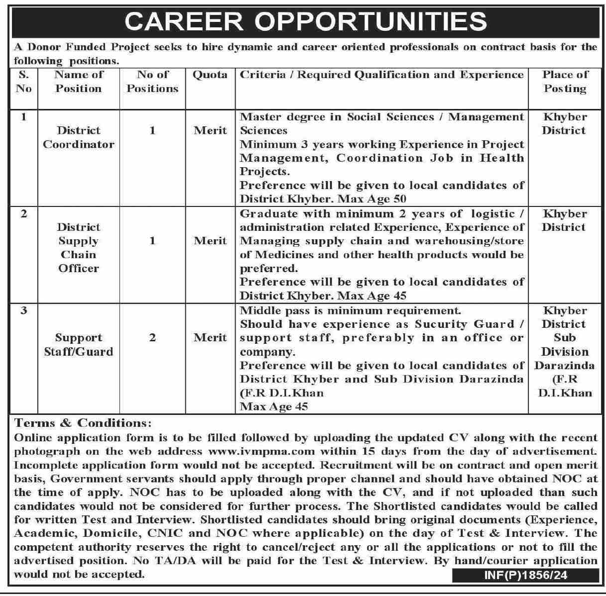 Directorate General Health Services DGHS KPK Jobs 2024 Advertisement