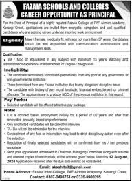 Fazaia College Karachi Jobs 2024 Advertisement: