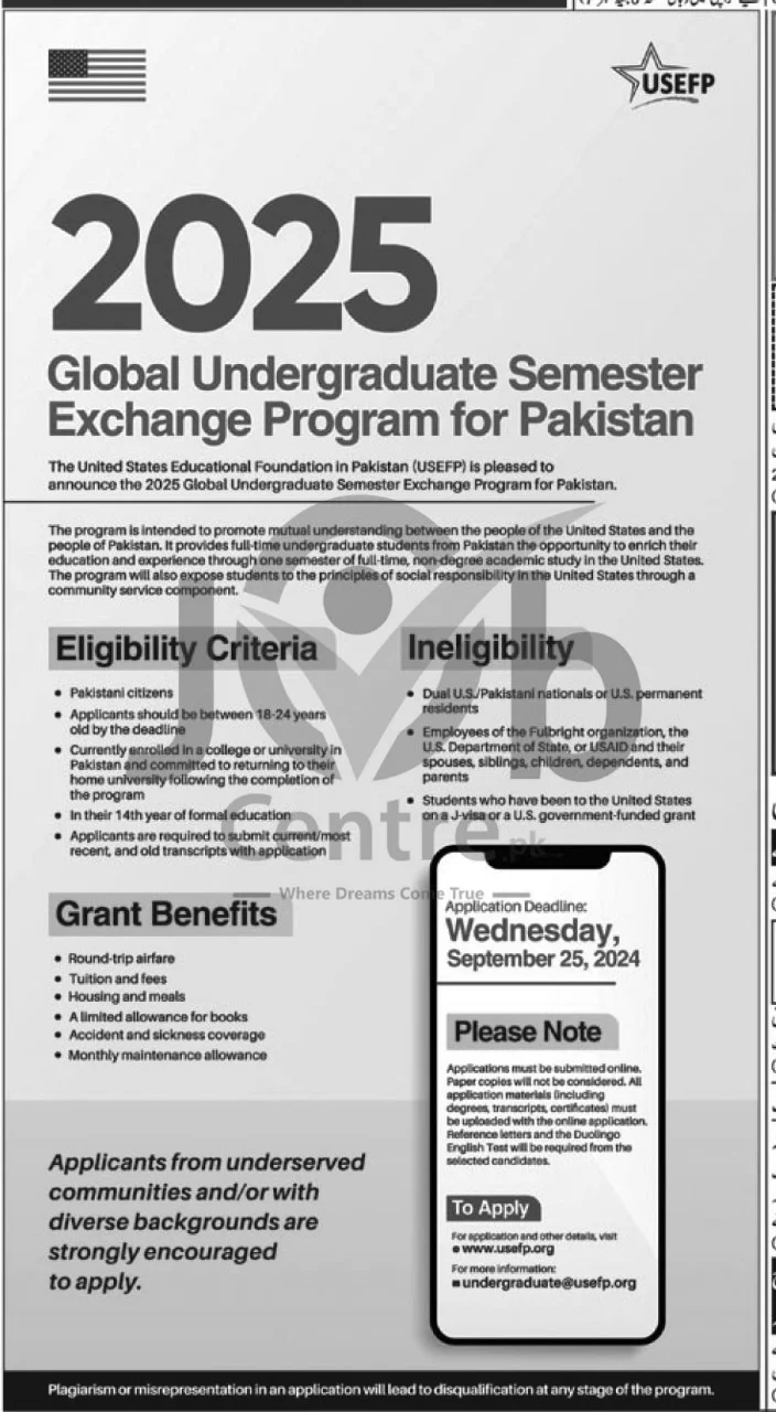 Global Undergraduate Exchange Program for Pakistani Students 2024