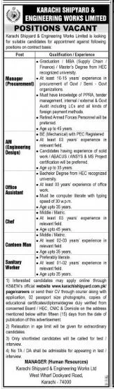 Karachi Shipyard and Engineering Works Limited Jobs 2024 Advertisement