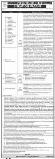 Khyber Medical College Job Advertisement 2024