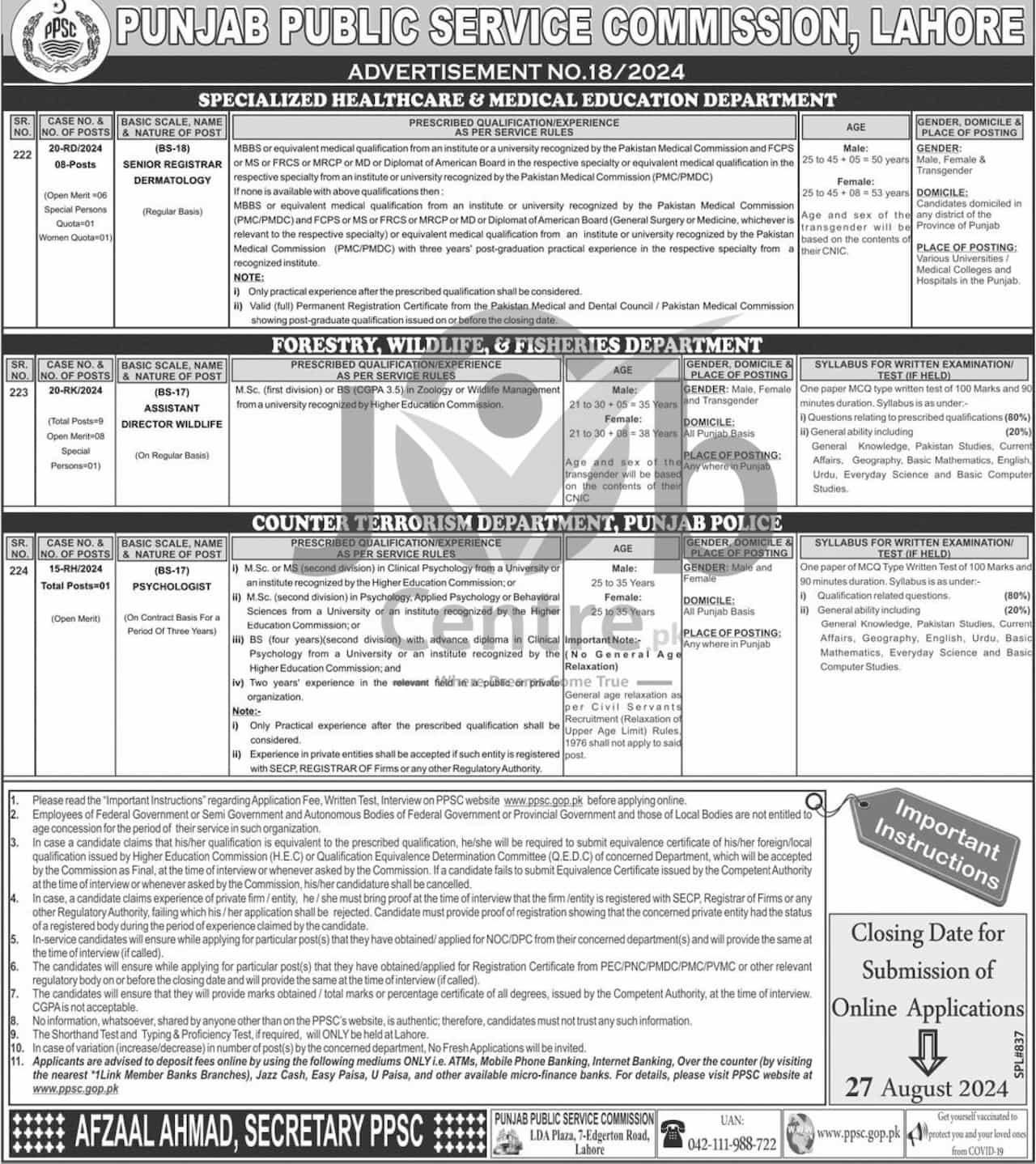 Latest PPSC Advertisement No 18 Jobs 2024