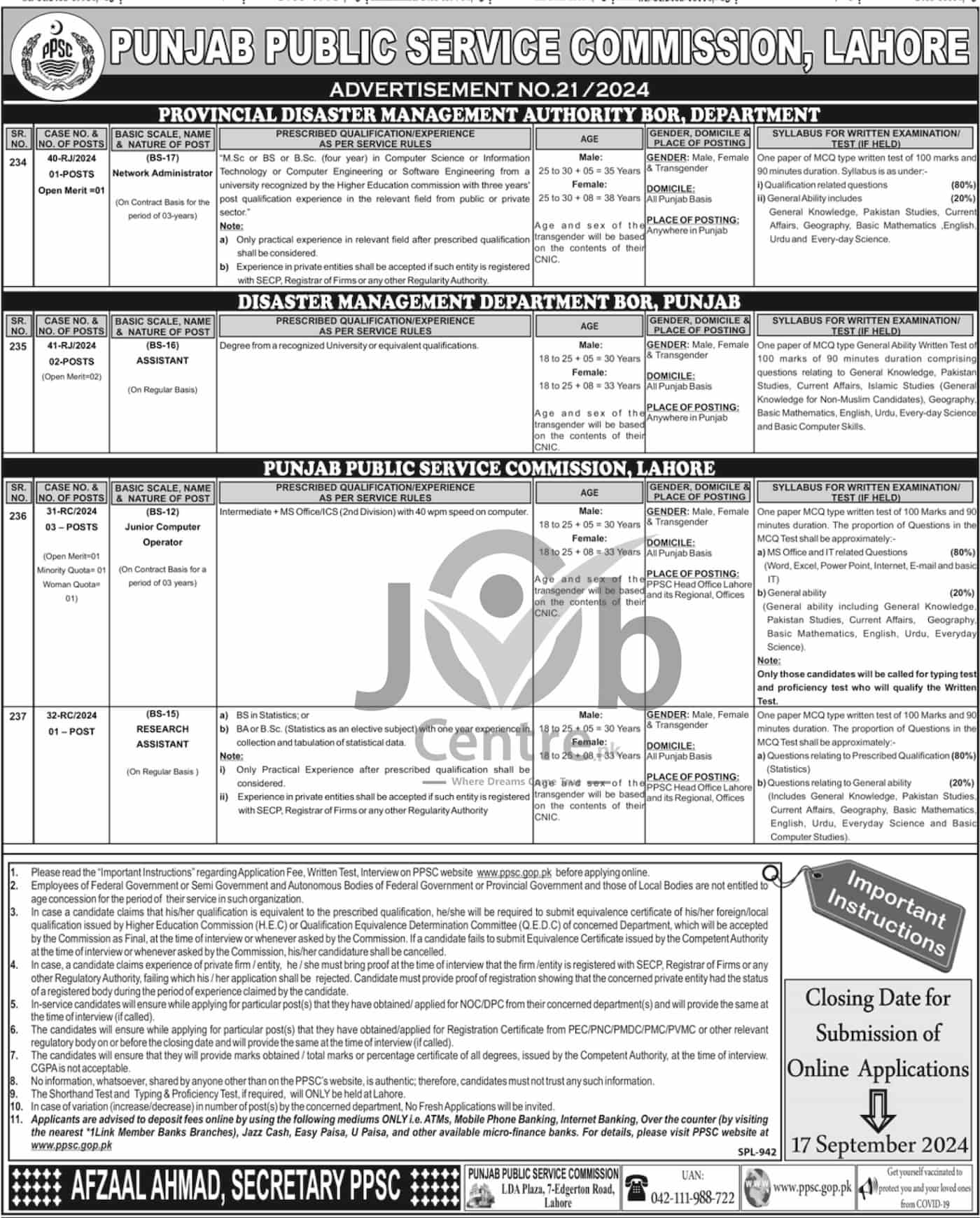 PPSC Advertisement No 21 Jobs 2024