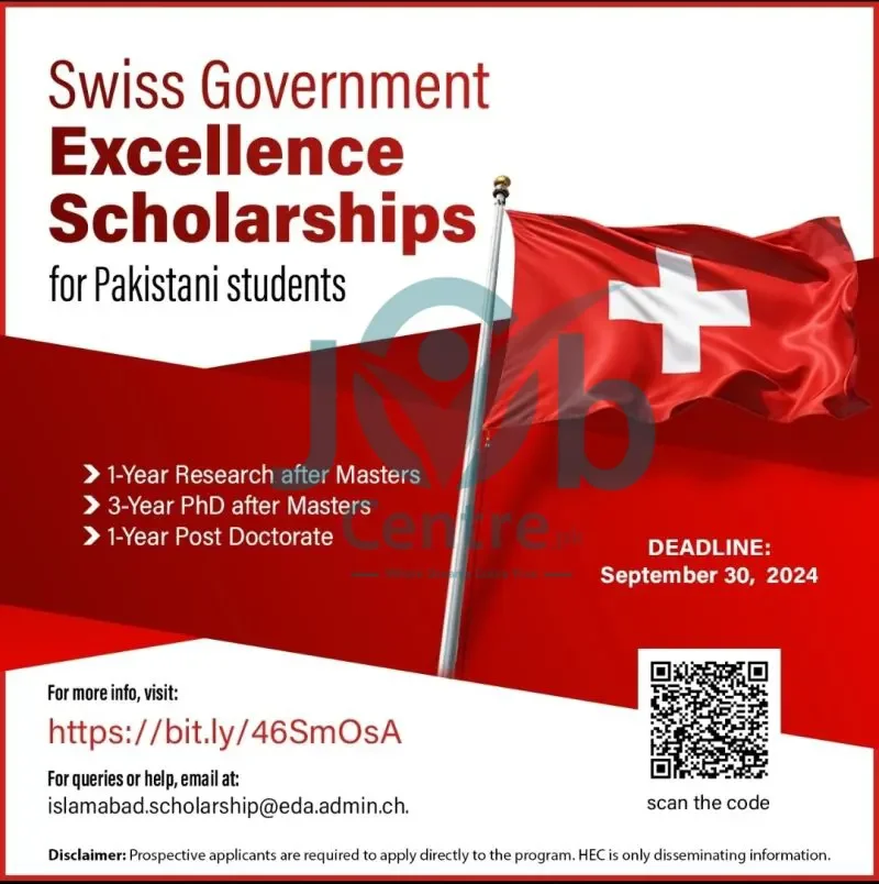 Swiss Government Excellence Scholarships For Pakistani Students