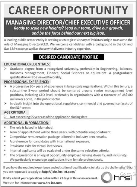 Chief Executive Officer Jobs Advertisement