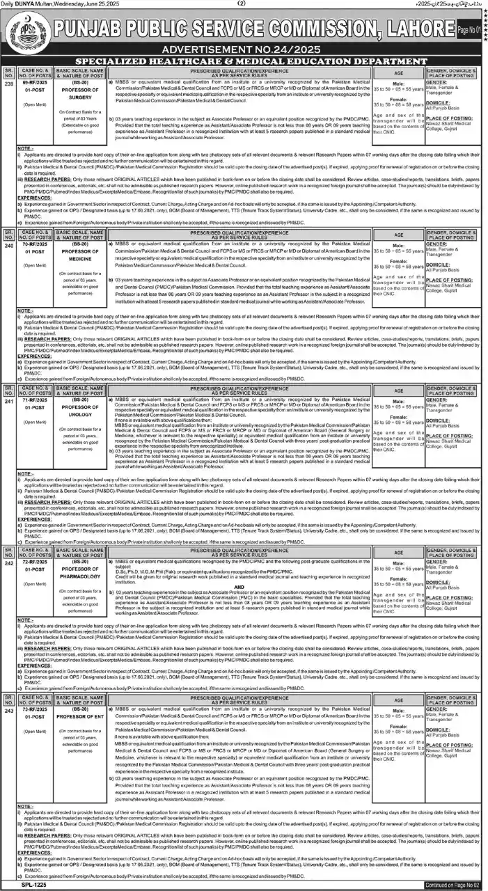 PPSC Jobs Online Apply at Jobs Centre in 2025 Advertisement #01