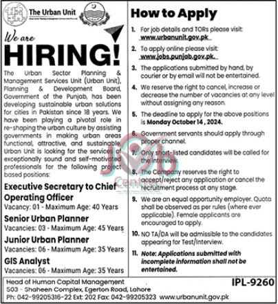 The Urban Unit Lahore Jobs 2024 announcement